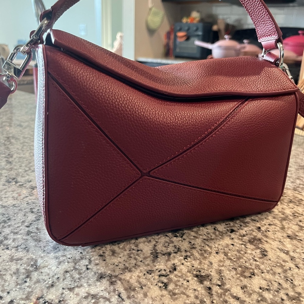 Quince Red Crossbody Bag with Geometric Design